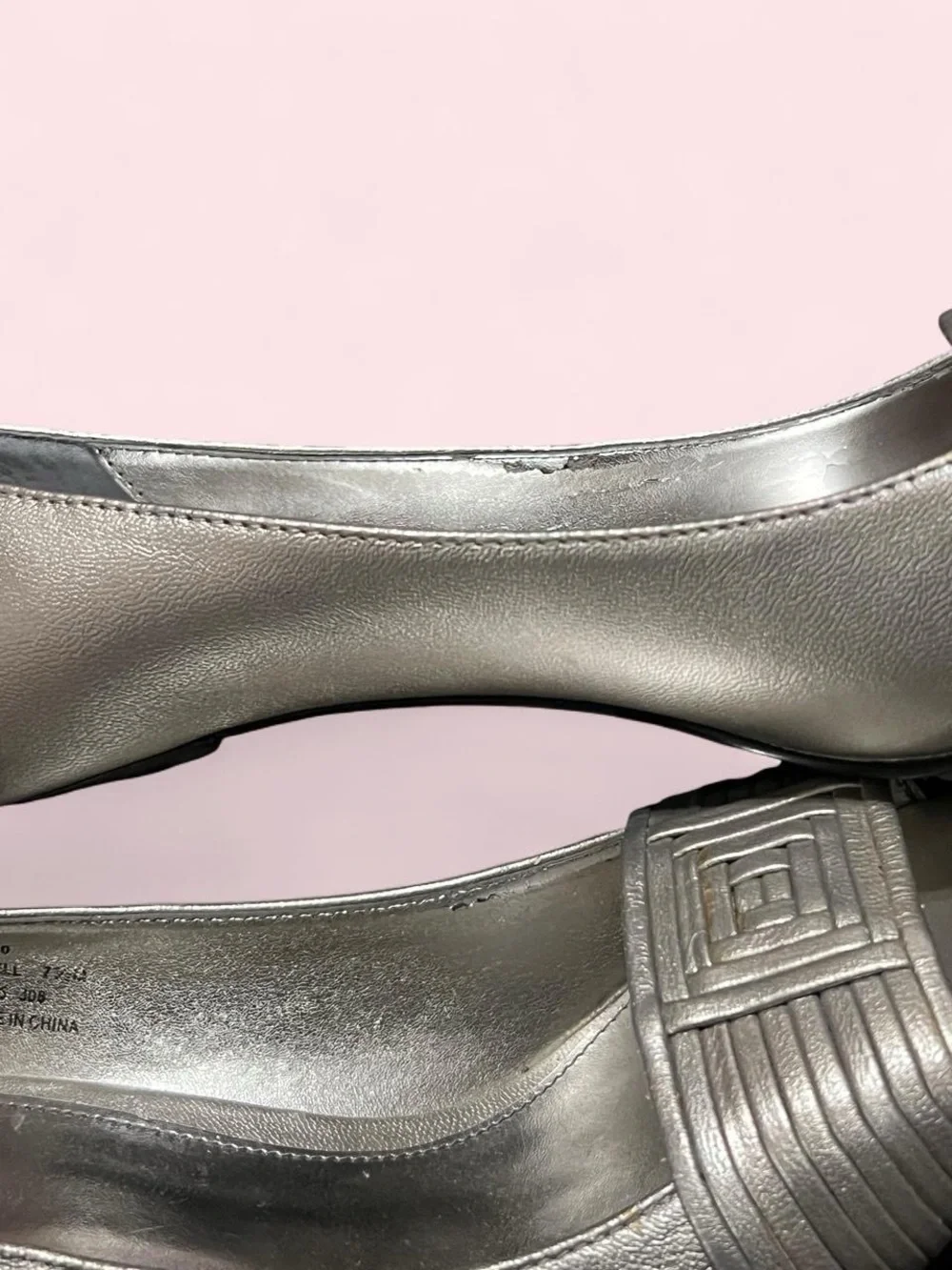 Size 7.5 Silver Women's Peep-Toe High Heels - Elegant Evening Pumps